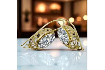  Zirkonium 14k žluté zlato Vintage Jewlery vec023y